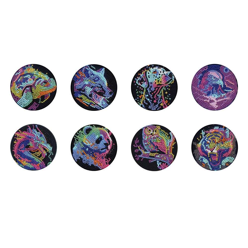 8 pcs set DIY Special Shaped Diamond Painting Coaster  | animal（no holder）