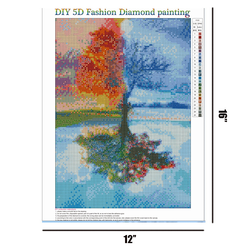 Arbre des quatre saisons | Kits complets de peinture au diamant rond