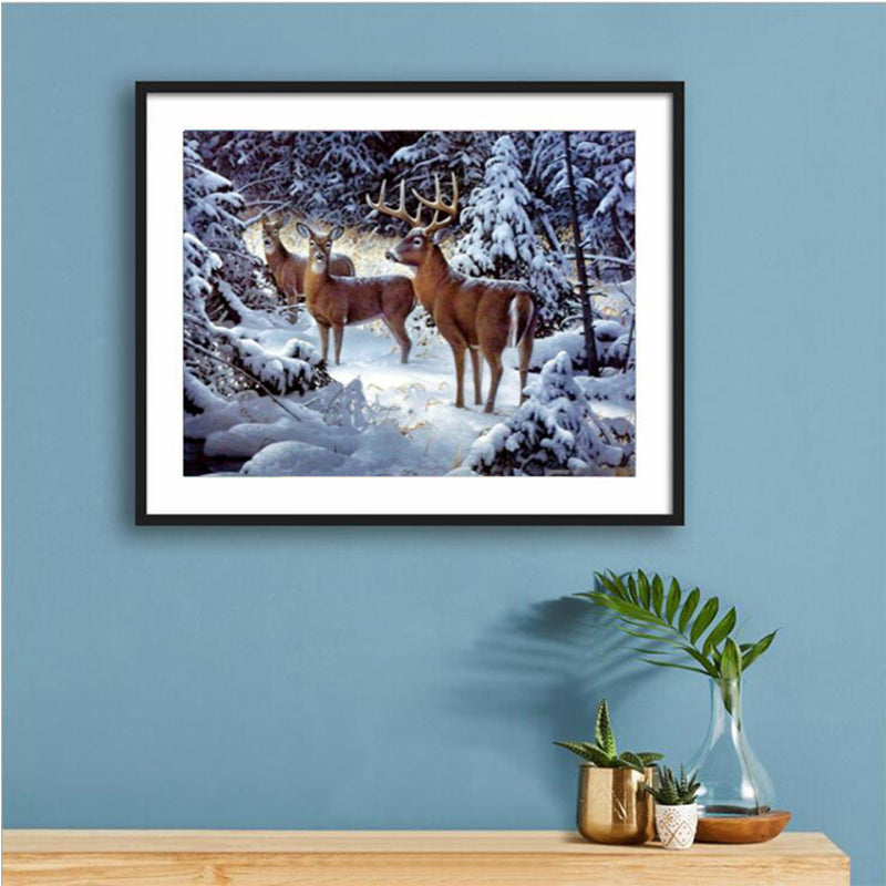 Snow Deer  | Full Round Diamond Painting Kits