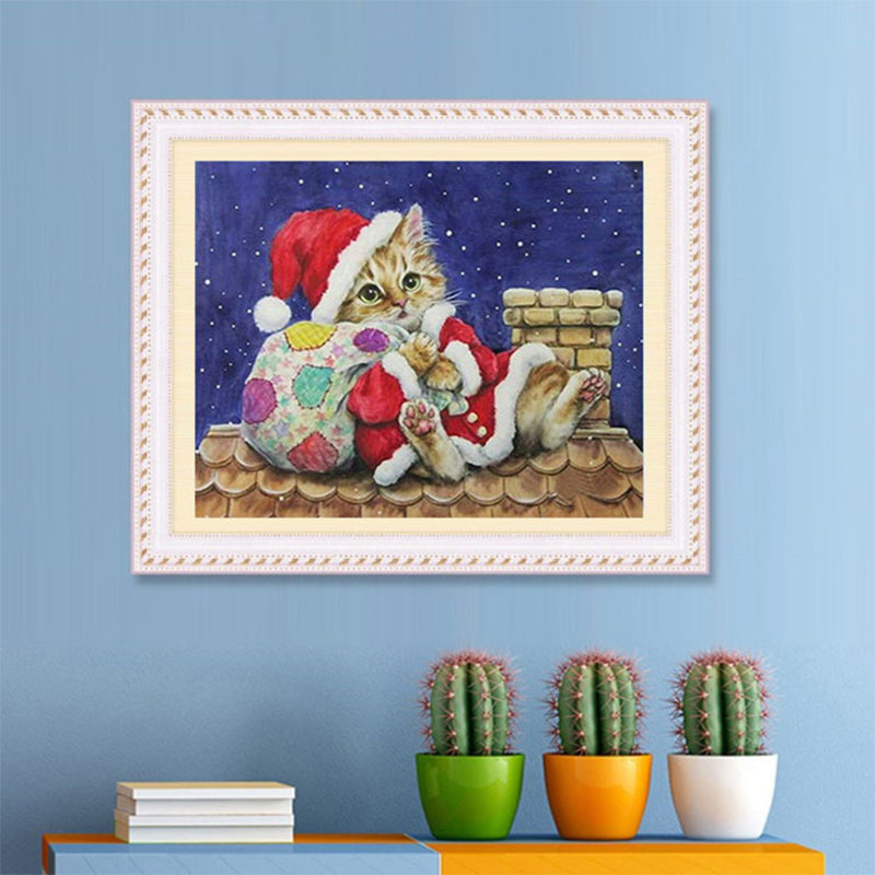 Christmas Cat  | Full Round Diamond Painting Kits