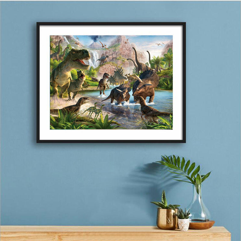 Monde des dinosaures | Kits complets de peinture au diamant rond 