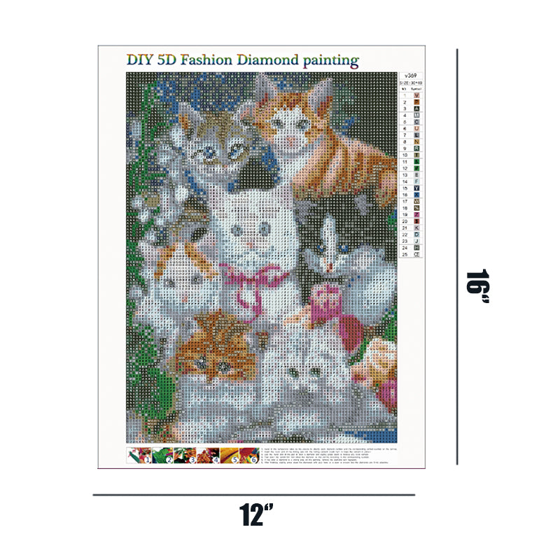 Chats | Kits complets de peinture au diamant rond