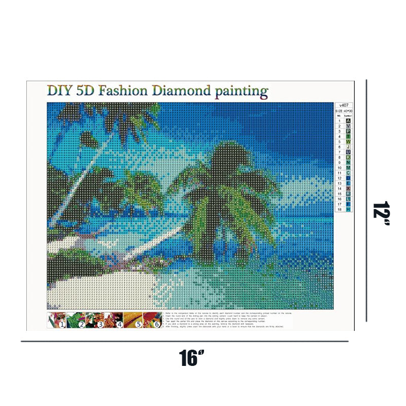 Sea And Tree  | Full Round Diamond Painting Kits