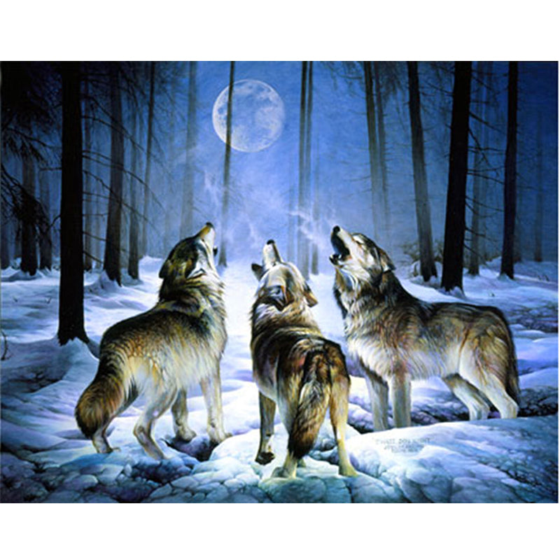 Wolf  Moon  | Full Round Diamond Painting Kits