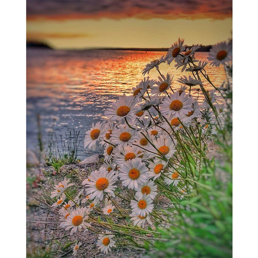 Kleine Blume am See | Vollständige runde Diamant-Malkits