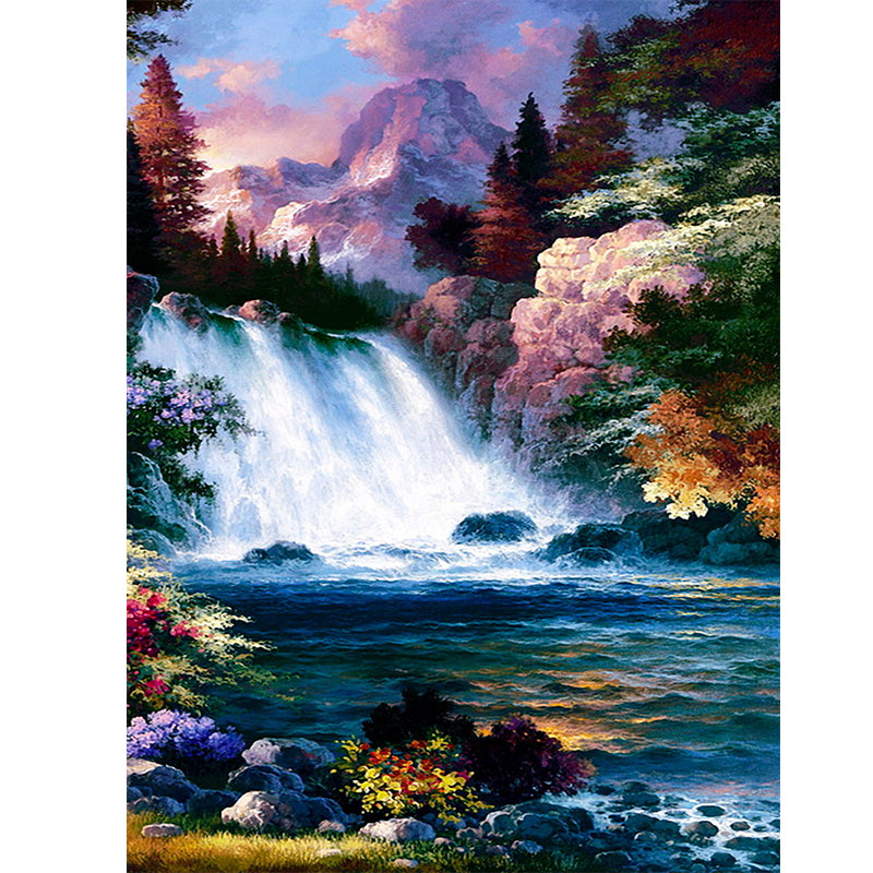Beautiful Waterfall Scenery  | Full Round Diamond Painting Kits
