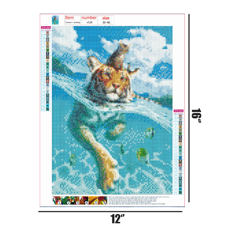 Swimming Tiger  | Full Round Diamond Painting Kits