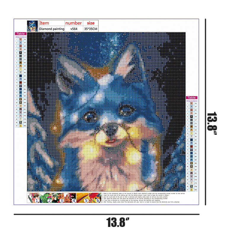 Blue Fox  | Full Round Diamond Painting Kits