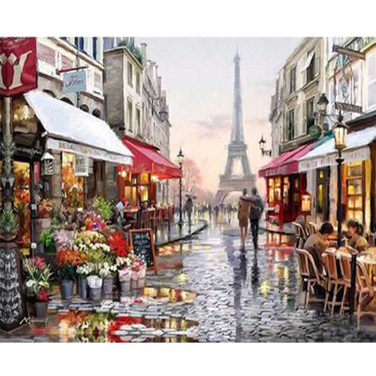 Romantic Paris Streets   | Full Round Diamond Painting Kits