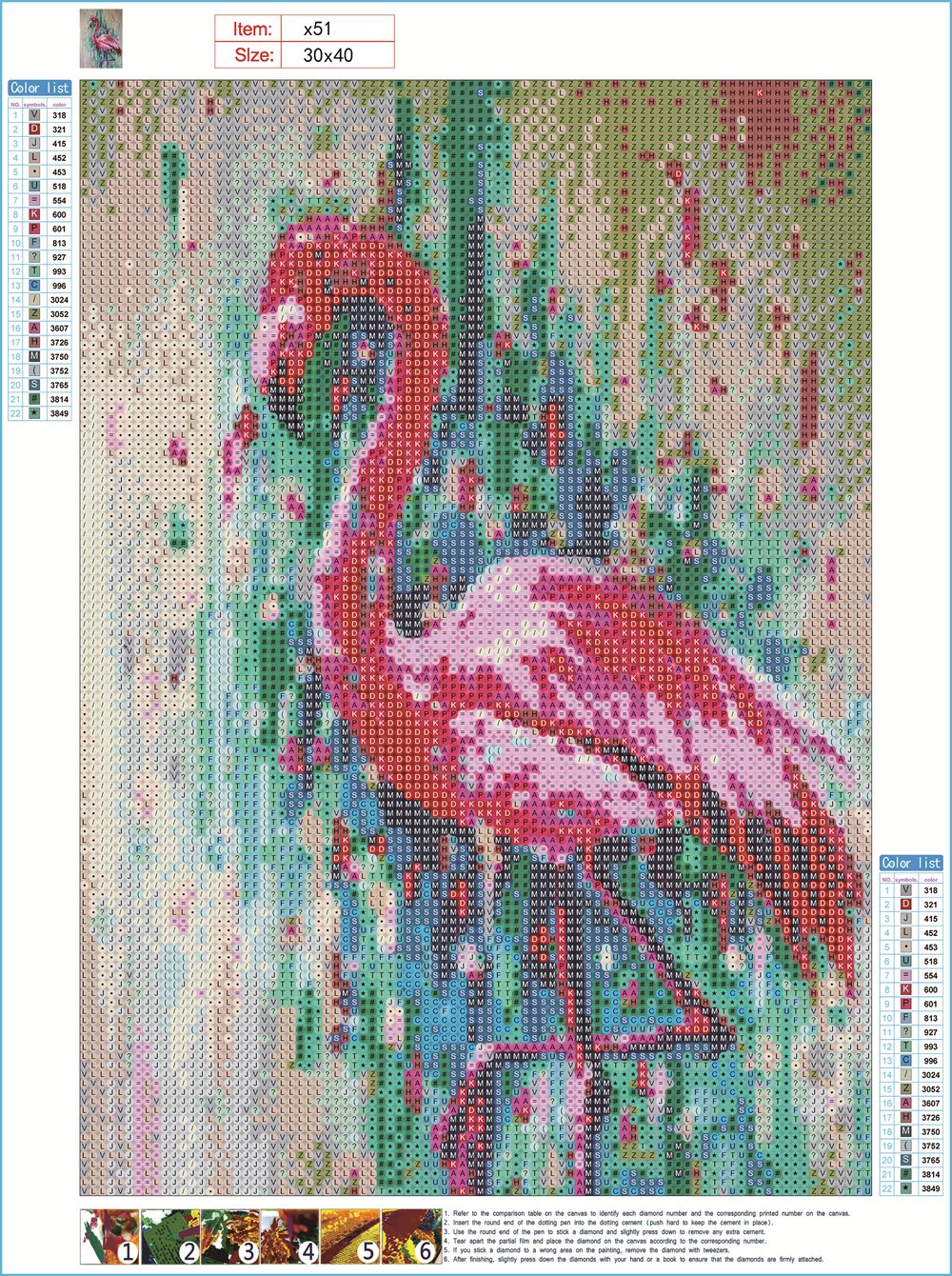 Flamant rose | Kits complets de peinture au diamant rond